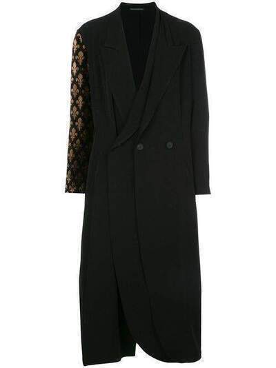 Yohji Yamamoto пальто с контрастными рукавами HND23807
