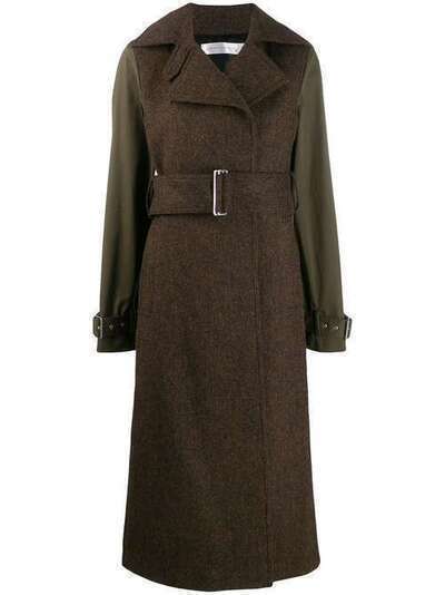 Victoria Beckham длинное пальто с контрастными рукавами CTSLM81004C