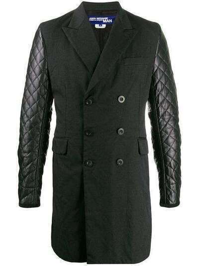 Junya Watanabe MAN двубортное пальто с контрастными рукавами WDC004W19