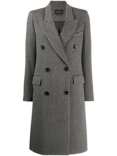 Isabel Marant двубортное пальто средней длины в тонкую полоску MA071020P009I