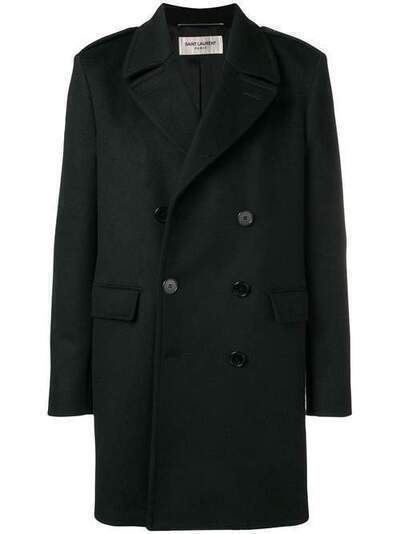 Saint Laurent двубортное пальто узкого кроя 531196Y188T