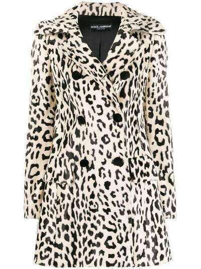 Dolce & Gabbana двубортное фактурное пальто с леопардовым принтом F0X38TFSPAH