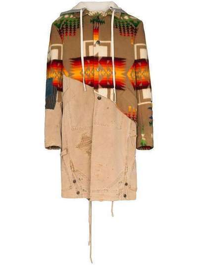 Greg Lauren пальто 50/50 Navajo с капюшоном и узором SS20M013