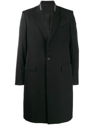 Givenchy однобортное пальто с логотипом на воротнике BMC02Y100G