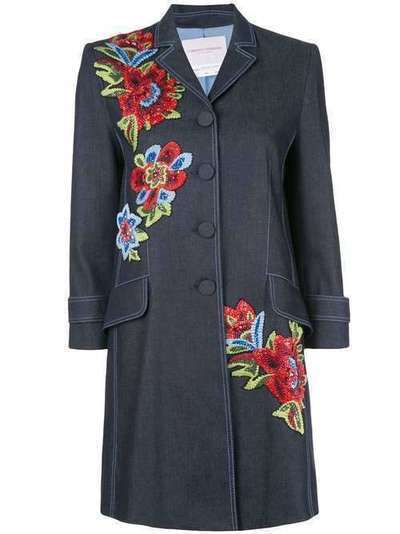 Carolina Herrera пальто с цветочной вышивкой R2011E606DEN