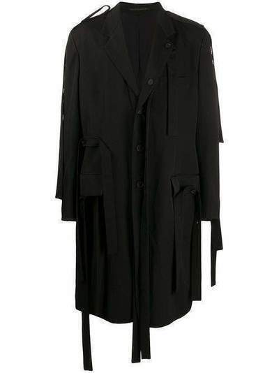 Yohji Yamamoto однобортное пальто с ремешками HNJ70100