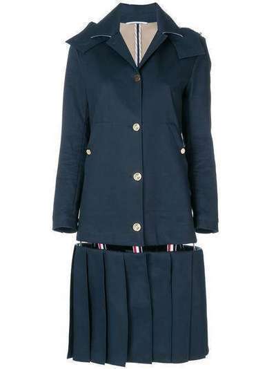 Thom Browne Low-Slung Pleated Mackintosh Overcoat FOC397A00249