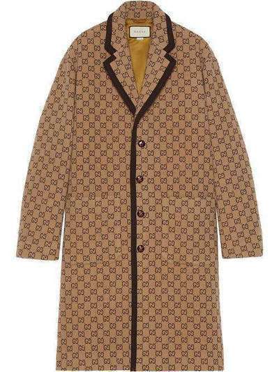 Gucci однобортное пальто с принтом GG 598710Z8AF1