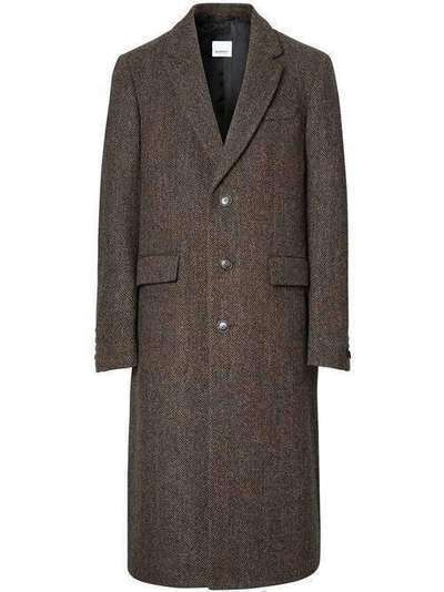 Burberry твидовое пальто с узором в елочку 8024412