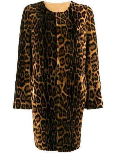 Yves Salomon пальто с леопардовым принтом 20WYM64490PLIM