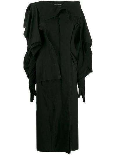 Yohji Yamamoto длинное пальто с драпировкой FCD13100