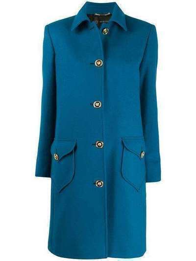 Versace однобортное пальто с декором Medusa на пуговицах A85120A231620