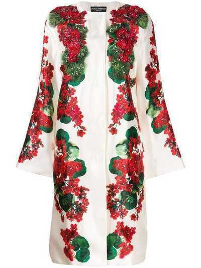 Dolce & Gabbana пальто с цветочным принтом и бисером F0W97ZGDM77