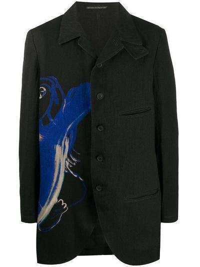 Yohji Yamamoto однобортное пальто с принтом HNJ69313