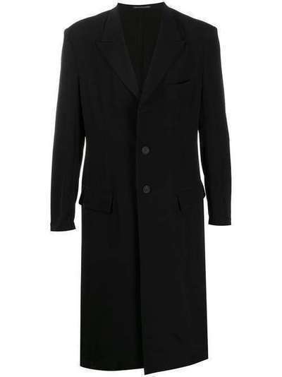Yohji Yamamoto однобортное пальто с принтом HNJ54500