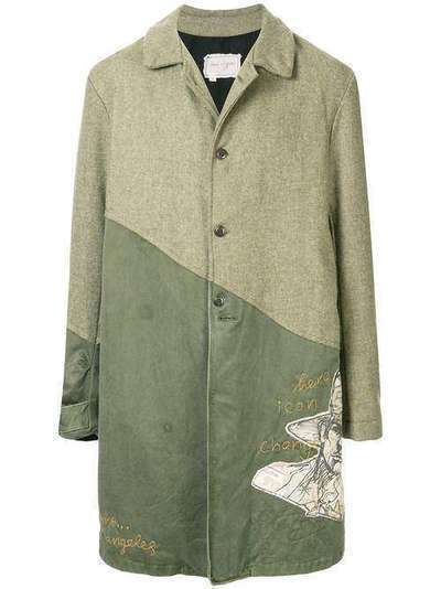 Greg Lauren однобортное пальто со вставками M049M
