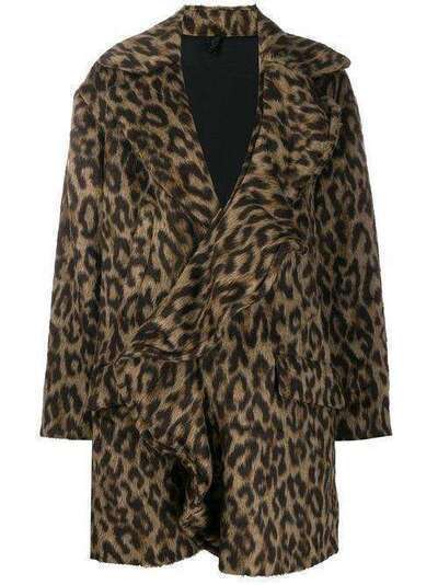 UNRAVEL PROJECT пальто с леопардовым узором и оборками UWEA102F19FAB001