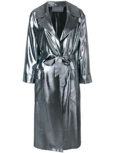 Alberta Ferretti легкое пальто свободного кроя с металлическим отблеском A06070129