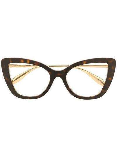 Alexander McQueen Eyewear солнцезащитные очки в оправе 'кошачий глаз' черепаховой расцветки AM0261S