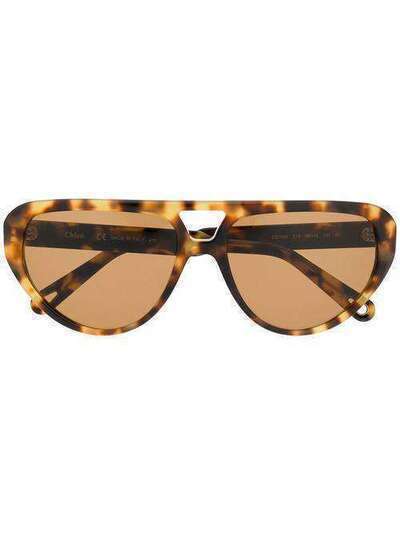 Chloé солнцезащитные очки в оправе 'кошачий глаз' черепаховой расцветки CE758S
