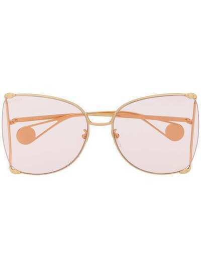 Gucci Eyewear солнцезащитные очки в фигурной оправе GG0252S014