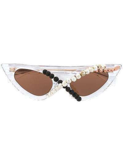 Kuboraum солнцезащитные очки Y3 в оправе 'кошачий глаз' с бусинами KRS0Y3CRYS