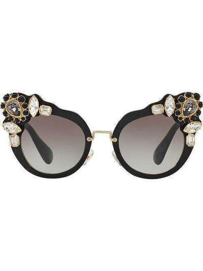 Miu Miu Eyewear солнцезащитные очки 'Runway' с украшением из кристаллов SMU04SE1AB