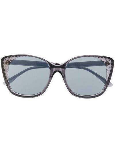 Bottega Veneta Eyewear солнцезащитные очки в круглой фактурной оправе BV0149S