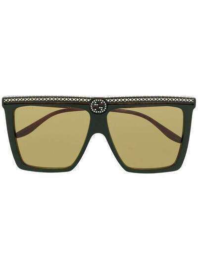 Gucci Eyewear солнцезащитные очки в квадратной оправе со стразами GG0733S005