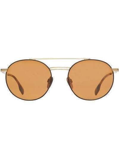 Burberry солнцезащитные очки в круглой оправе с верхней планкой 4080667