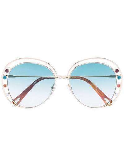 Chloé Eyewear солнцезащитные очки в декорированной круглой оправе CE169S43046