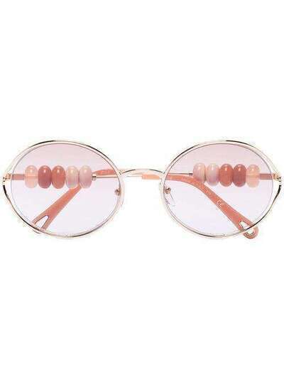 Chloé Eyewear солнцезащитные очки в круглой оправе с бусинами на дужках CE167S42834