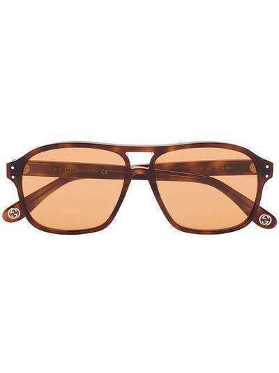 Gucci Eyewear солнцезащитные очки-авиаторы в черепаховой оправе GG0475S003