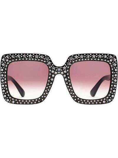 Gucci Eyewear солнцезащитные очки в массивной оправе с кристаллами 470484J0740