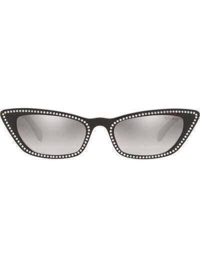 Miu Miu Eyewear солнцезащитные очки в оправе 'кошачий глаз' с кристаллами SMU10UE141