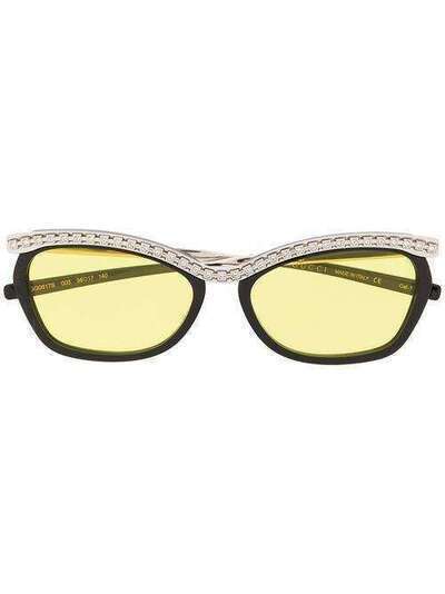 Gucci Eyewear солнцезащитные очки в прямоугольной оправе с кристаллами GG0617S003
