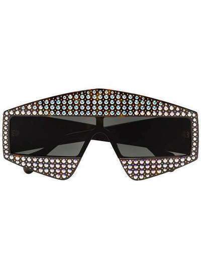 Gucci Eyewear солнцезащитные очки в прямоугольной оправе с кристаллами GG0357S001