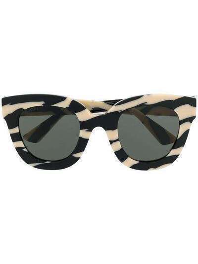Gucci Eyewear очки в круглой оправе с зебровым принтом GG0116S012
