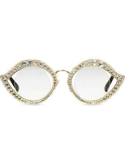Gucci Eyewear солнцезащитные очки 'кошачий глаз' с отделкой 449234I3330