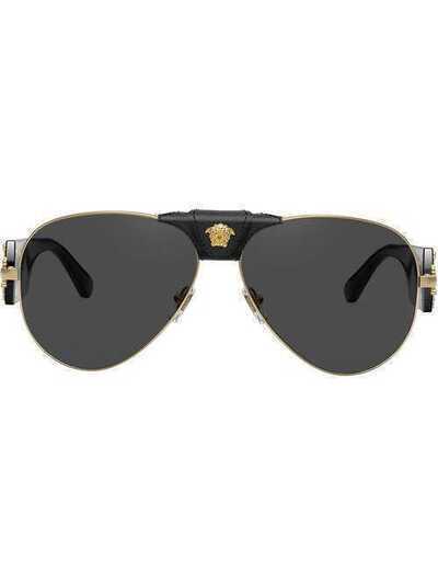 Versace Eyewear солнцезащитные очки-авиаторы с декором Medusa VE2150Q100287