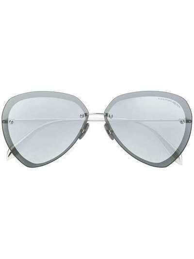 Alexander McQueen солнцезащитные очки 'Piercing Shield' AM0120SA002SILVER