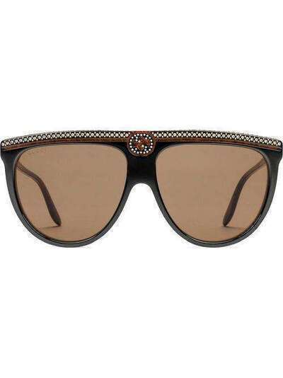 Gucci Eyewear массивные солнцезащитные очки с кристаллами 623847J0741