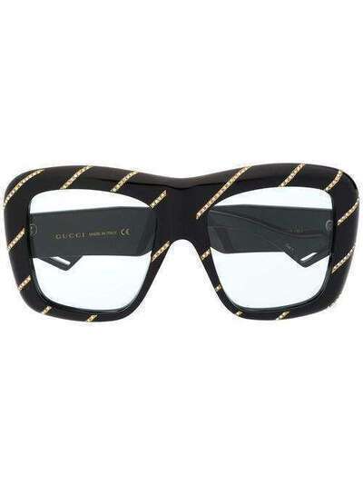 Gucci Eyewear солнцезащитные очки в квадратной оправе с кристаллами GG0498S006