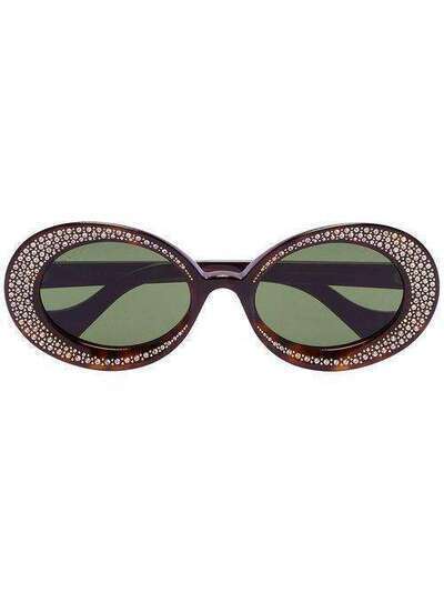 Gucci Eyewear солнцезащитные очки в овальной оправе с кристаллами GG0618S
