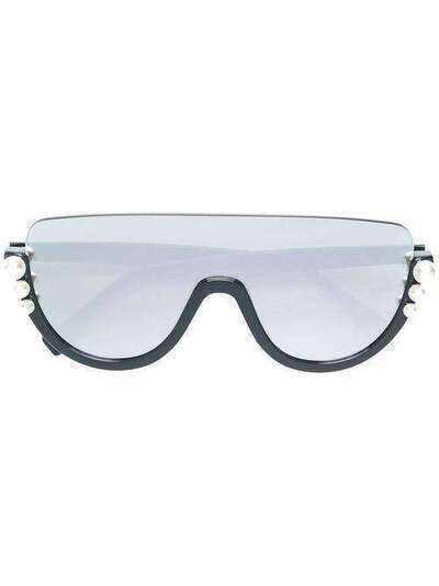 Fendi Eyewear массивные солнцезащитные очки с декорацией жемчугом FF0296S