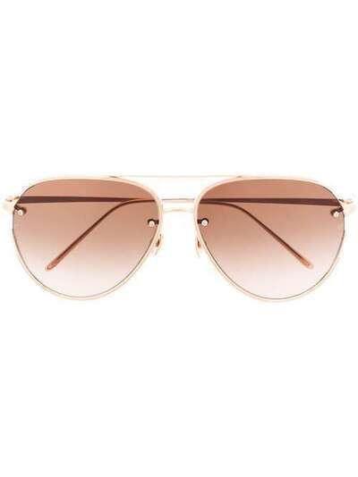 Linda Farrow массивные солнцезащитные очки-авиаторы LFL950