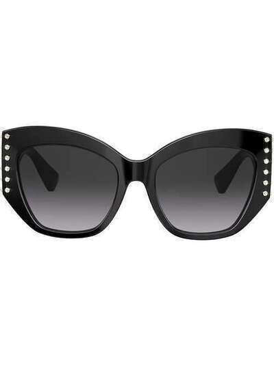 Valentino Eyewear солнцезащитные очки в декорированной оправе 'кошачий глаз' VA405650018G