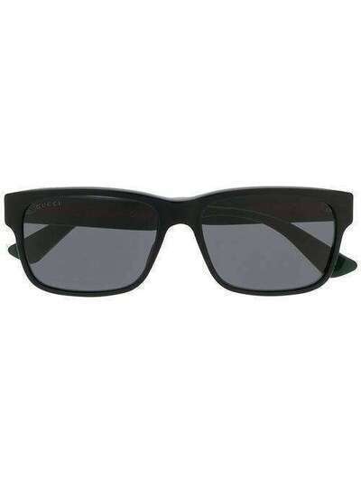 Gucci Eyewear солнцезащитные очки в квадратной оправе с полоской web GG0340S