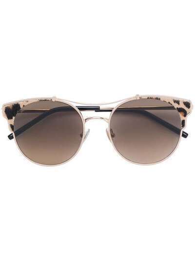 Jimmy Choo Eyewear круглые солнцезащитные очки с леопардовым принтом LUES