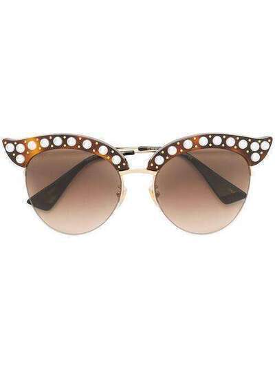 Gucci Eyewear солнцезащитные очки с декором из жемчужин GG0212S